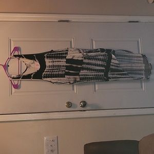 Extra Touch Tie Dyed black & White Tank Maxi Hi-low Size 2x